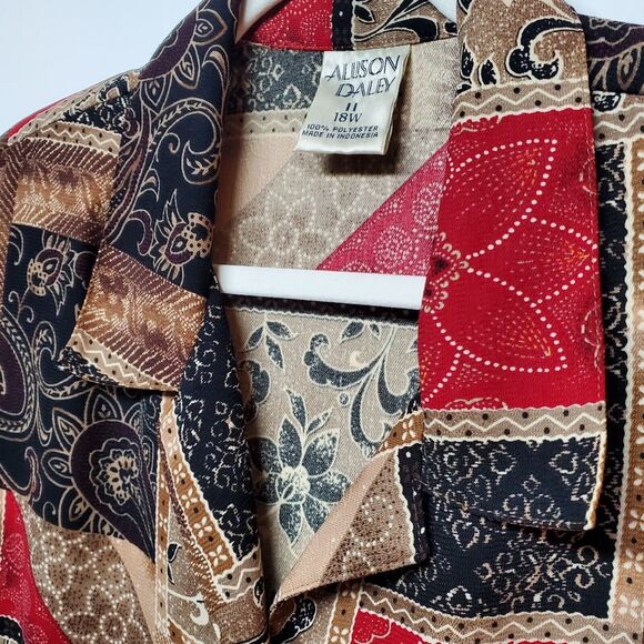 Allison Daley Vtg Art Blouse Size 18W Autumn Floral Button-up Long Sleeve Boho - Picture 2 of 12